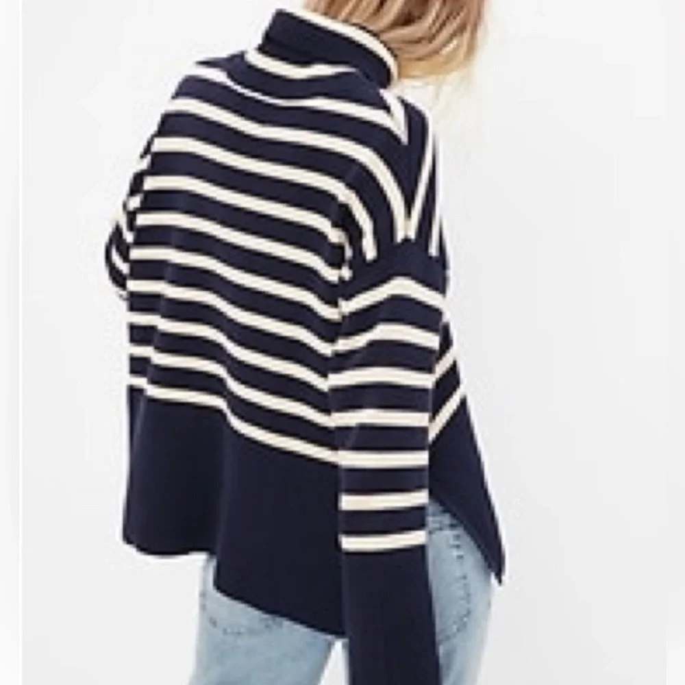 GAP Navy and Cream Striped Turtleneck Sweater - Picture 5 of 7